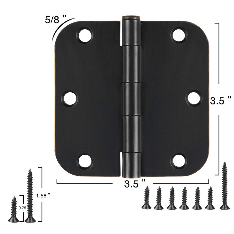 TDCHINGES 18 Pack Matte Black Door Hinges 3.5 x 3.5 Inch Interior 3 1/2 Inch Door Hinges for Doors Rounded 5/8"" Radius Corners Flat Iron Hinge 3 ""x 3 "" Door Hardware Controls - Image 5